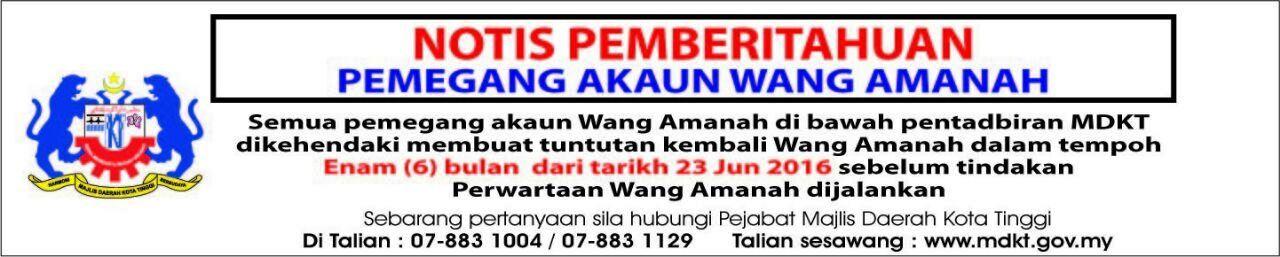 Notis Pemberitahuan Wang Amanah 